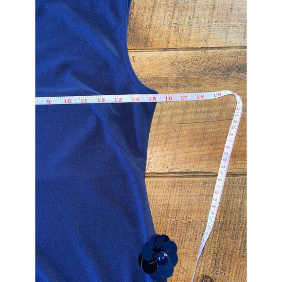 NWT Womens Cider Navy Blue Sleeveless Mini Dress‎ Flower Detail Slit Size Small - Picture 4 of 7